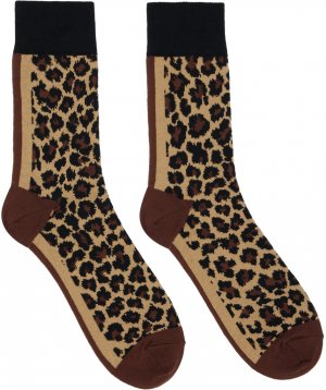 Коричневые носки с леопардовым принтом Sacai