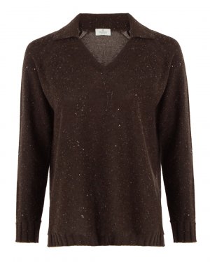 Вязаный пуловер PANICALE. Цвет: тем.коричневый