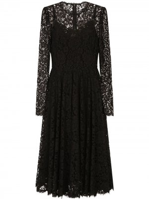 Кружевное платье с длинными рукавами Dolce & Gabbana. Цвет: черный