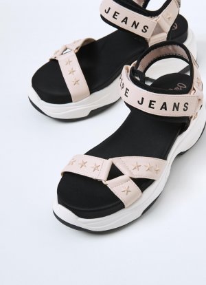 Женские сандалии , бежевые Pepe Jeans London. Цвет: розовый