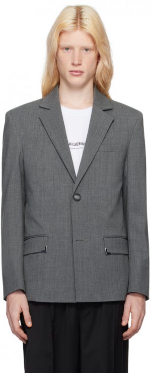 Серый пиджак с зубчатыми лацканами Han Kjobenhavn