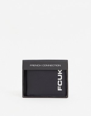 Кожаный бумажник с логотипом FCUK -Черный цвет French Connection