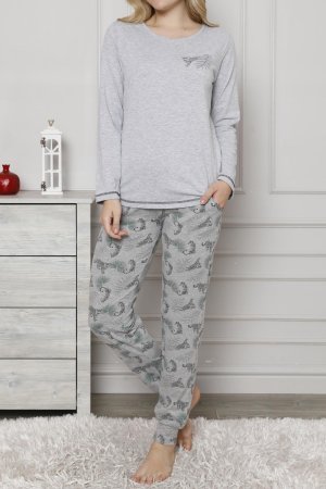 Женский пижамный комплект с длинными рукавами и карманами, лайкра, хлопок NICOLETTA