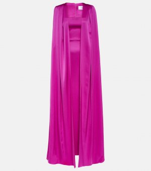 Атласное платье с накидкой , фиолетовый Alex Perry