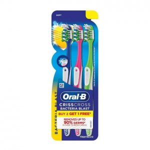 Набор мягких антибактериальных зубных щеток (3 шт), Toothbrush Criss Cross Bacterial Blast Soft Set, Oral-B