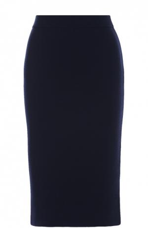 Вязаная юбка-карандаш с разрезом Cruciani. Цвет: синий