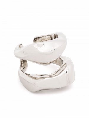 Двойное кольцо Alexander McQueen. Цвет: серебристый