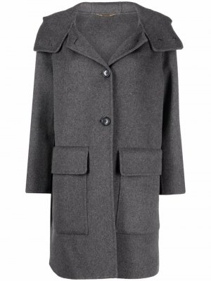 Однобортное пальто с капюшоном Seventy. Цвет: серый