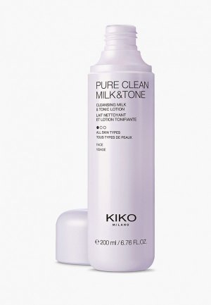 Молочко для снятия макияжа Kiko Milano и тоник 2 в 1 PURE CLEAN MILK & TONE, 200 мл. Цвет: прозрачный