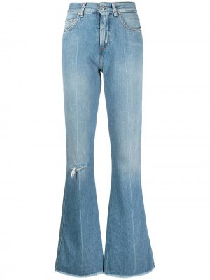 Расклешенные джинсы с эффектом потертости Golden Goose. Цвет: синий