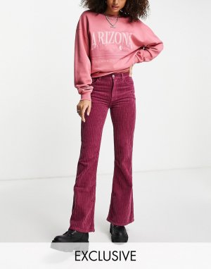 Вельветовые расклешенные джинсы малинового цвета Inspired 99-Розовый цвет Reclaimed Vintage