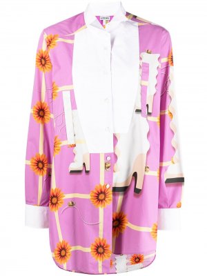 Блузка с цветочным узором LOEWE. Цвет: белый