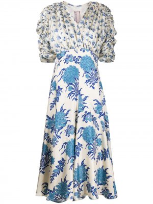 Платье миди с цветочным принтом Antonio Marras. Цвет: бежевый