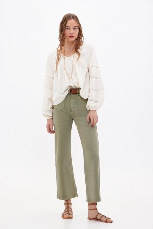 Олайя. Широкие джинсы с карманами. , бледно-зеленый Hoss Intropia