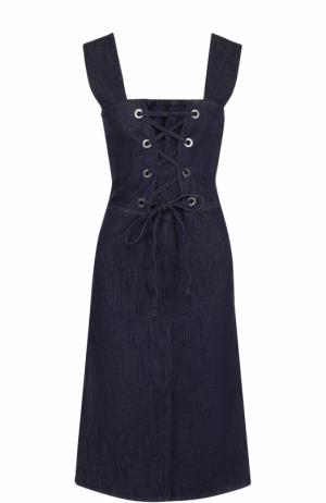 Джинсовое приталенное платье со шнуровкой See by Chloé. Цвет: темно-синий