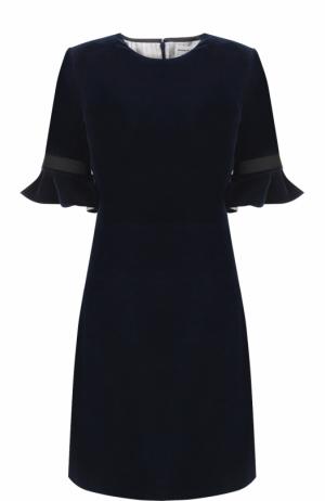 Бархатное мини-платье с коротким рукавом Sonia Rykiel. Цвет: темно-синий