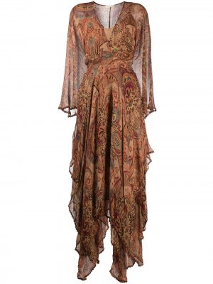 Платье-трапеция длины миди с узором пейсли Mes Demoiselles. Цвет: нейтральные цвета