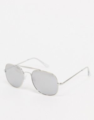 Солнцезащитные очки-авиаторы с зеркальными стеклами -Серый River Island