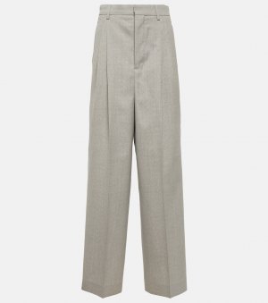 Широкие брюки из шерсти с высокой посадкой Ami Paris, серый Paris