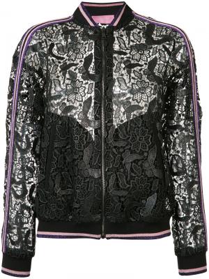 Lace bomber jacket Giamba. Цвет: чёрный