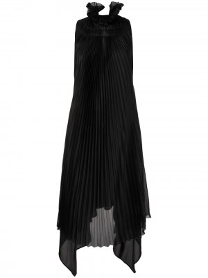 Шелковое платье с плиссировкой Shanshan Ruan. Цвет: черный