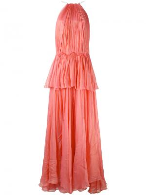 Длинное платье с оборками Maria Lucia Hohan. Цвет: розовый