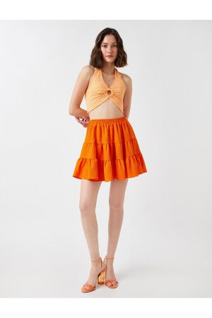 Многоярусная мини-юбка , оранжевый Koton