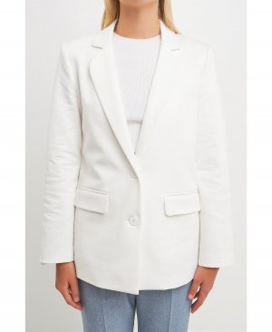 Женский махровый пиджак с круглым воротником , белый English Factory