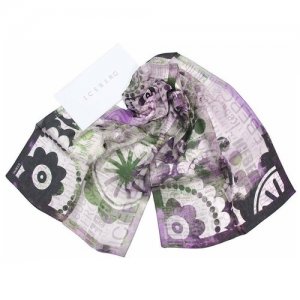 Великолепный шарф из шелка с брендированным принтом 822784 Iceberg. Цвет: черный