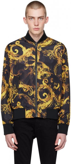 Черно-желтый двусторонний бомбер Watercolor Couture Versace Jeans