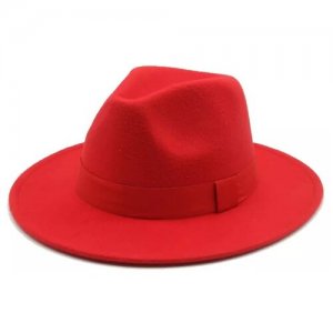 Шляпа красная широкополая Классическая Oks. Цвет: красный