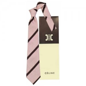 Стильный розовый галстук в полоску 837836 Celine. Цвет: розовый