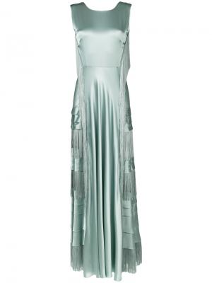 Длинное платье с бахромой Alberta Ferretti. Цвет: зелёный