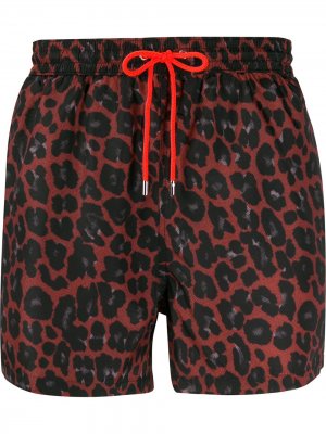 Плавки-шорты с леопардовым принтом PAUL SMITH. Цвет: красный
