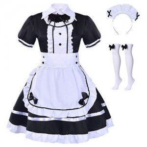 Японский Аниме костюм для косплея черно-белый женский платье горничной Готическая Лолита косплей милые кавайное на Хэллоуин Love Nikki L Redweeks. Цвет: белый