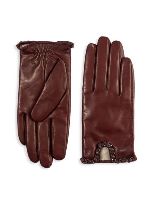 Кожаные водительские перчатки с цепочной отделкой , коричневый Bruno Magli