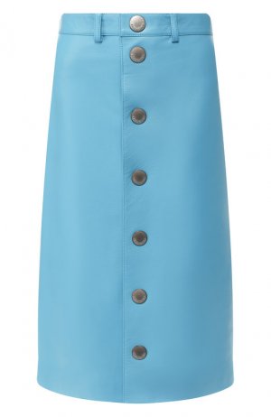 Кожаная юбка Balenciaga. Цвет: бирюзовый