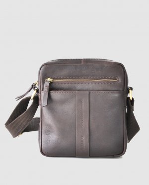 Коричневая кожаная сумка через плечо с внутренним карманом на молнии , коричневый Miguel Bellido