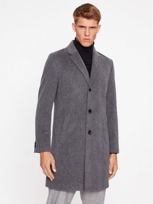 Шерстяное пальто обычного кроя Boss, серый BOSS