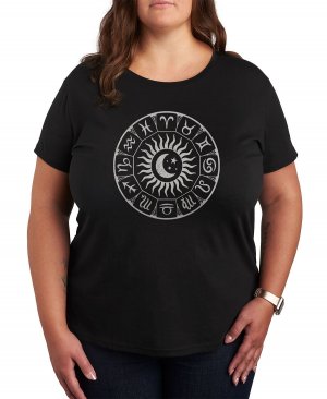 Модная футболка больших размеров с рисунком зодиака , черный Air Waves