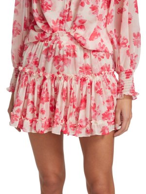 Мини-юбка Marion с цветочным принтом и рюшами Misa Los Angeles, цвет Pink Multi Angeles