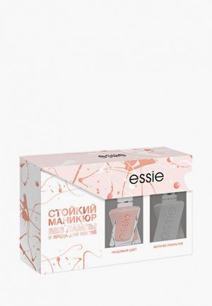 Набор лаков для ногтей Essie стойкий лак нюдового оттенка и верхнее покрытие Gel Couture. Цвет: прозрачный