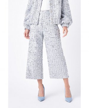 Женские твидовые брюки-кюлоты с пайетками , серебро English Factory