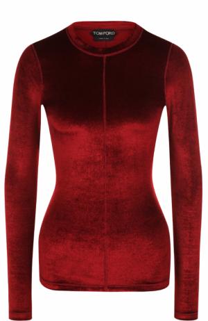 Бархатный приталенный пуловер Tom Ford. Цвет: бордовый