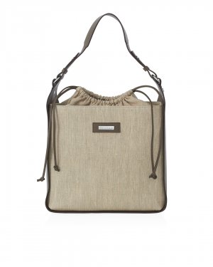 Текстильная сумка Peserico. Цвет: коричневый+бежевый