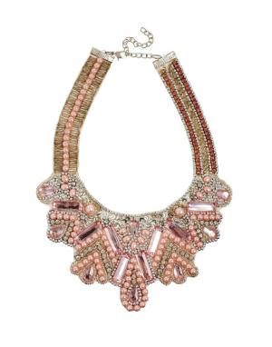 Oжерелье-воротник с искусственным жемчугом ASOS. Цвет: розовый