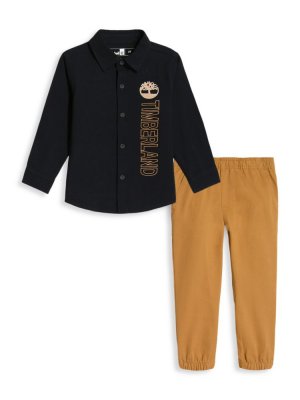 Комплект из двух предметов: рубашка и брюки с логотипом для маленького мальчика , черный Timberland