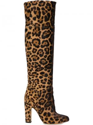 Высокие сапоги с леопардовым принтом Renee Brian Atwood. Цвет: телесный