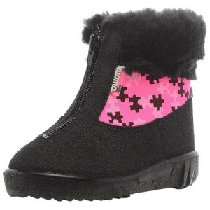 Ботинки для девочки , размер 23, цвет черный Kuoma. Цвет: черный/розовый