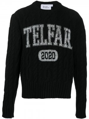 Джемпер фактурной вязки с логотипом Telfar. Цвет: черный